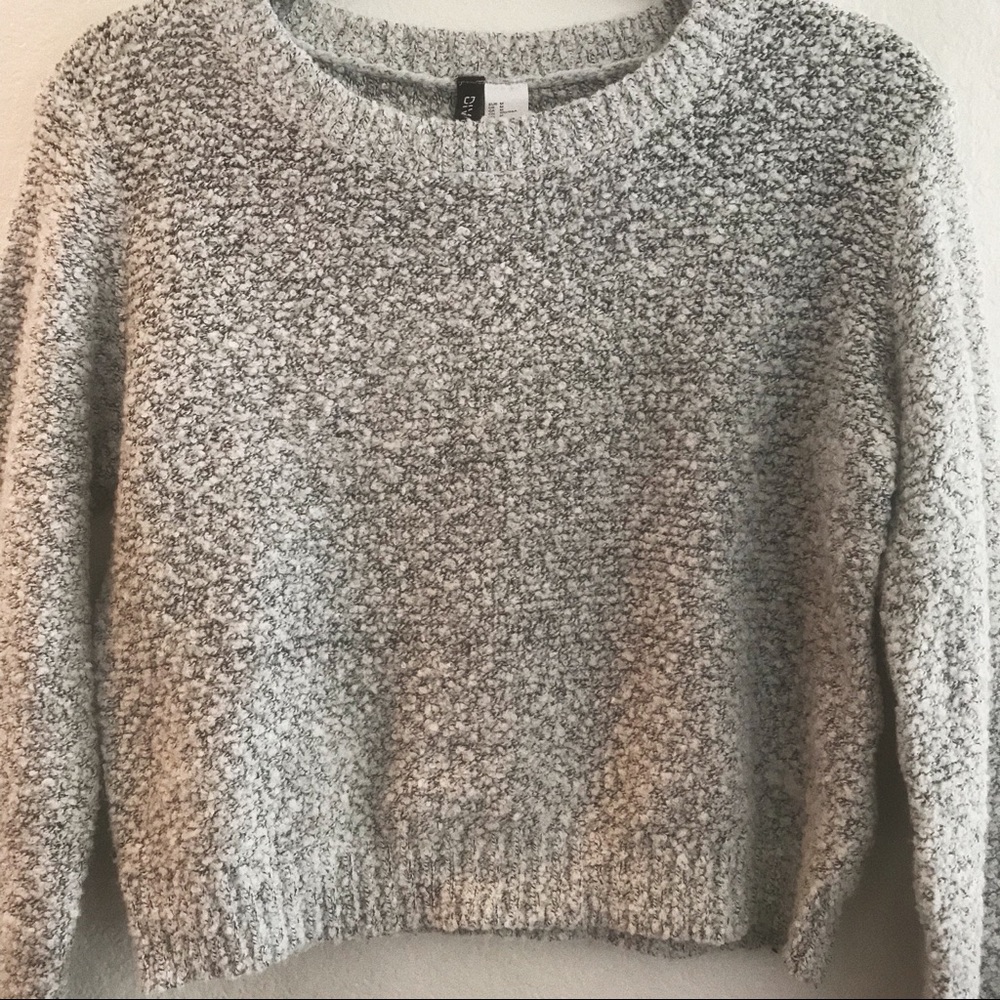 H&M Textured White Multicolored Sweater